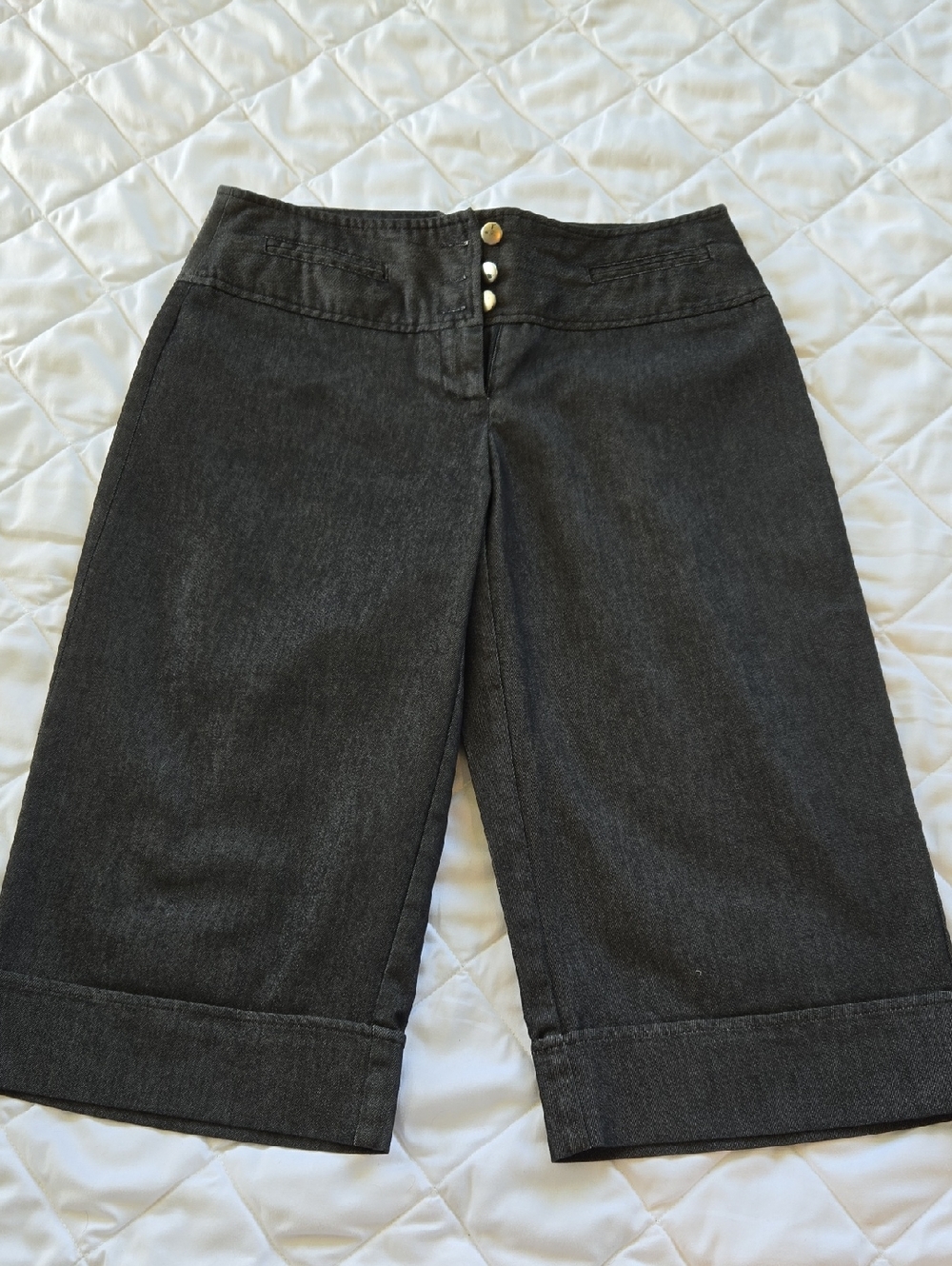 Studio 1940 Charcoal Gray Denim Wide Leg Long Shorts